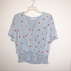 June & Hudson Polka Dot Cinched Waist Top